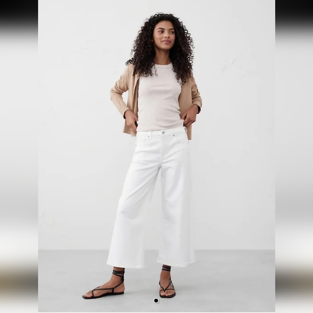 banana republic HIGH RISE WIDE-LEG WHITE VINTAGE STRETCH SIZE 31/12